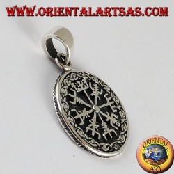 Pendentif argent et Aegishjalmur vegvisir avec Celtic runes