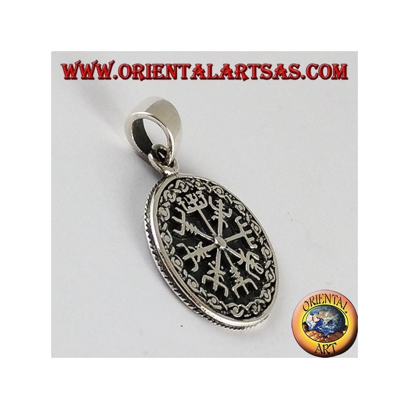 Silber Anhänger und Aegishjalmur vegvisir mit keltischen Runen
