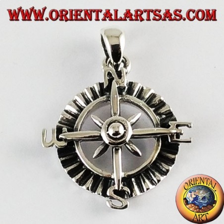 Ciondolo d'argento Bussola  rosa dei venti 