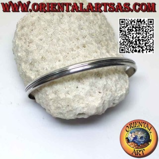 Pulsera rígida de plata 925‰ lisa con triple línea horizontal grabada