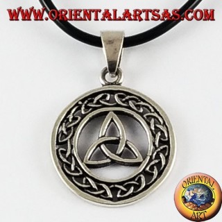 Silver Pendant Triquetra in Celtic knot circle