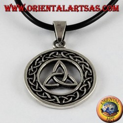 Silver Pendant Triquetra in Celtic knot circle