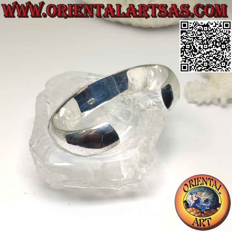 Pulsera rígida de plata 925‰ redondeada con adornos florales grabados y ágata roja ovalada