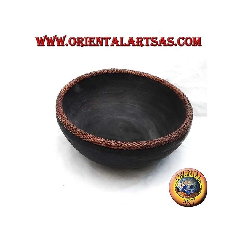 Handcrafted Mahogany Wood & Rattan Bowl Lombok | Oriental Art