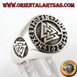 anillo de plata, nudo de Odin con runas celtas