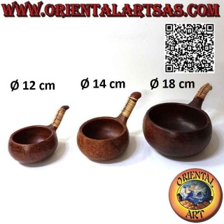 Bol aborigène de Lombok avec anse (style pot) en faïence et osier