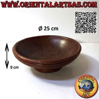 Centrotavola o piatto frutta tondo in terracotta con sotto rigato da 25 cm Ø