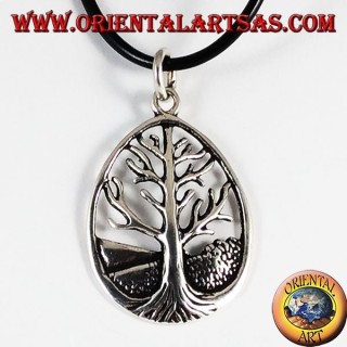Colgante de plata, árbol de la vida Yggdrasil grande