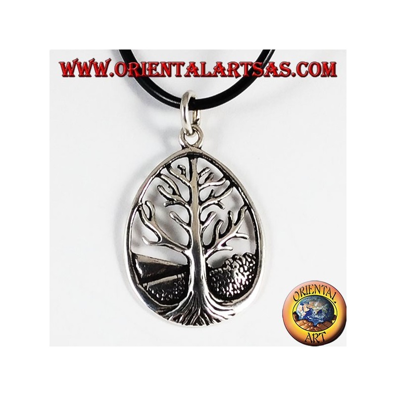 Pendentif argent, arbre de vie Yggdrasil grande