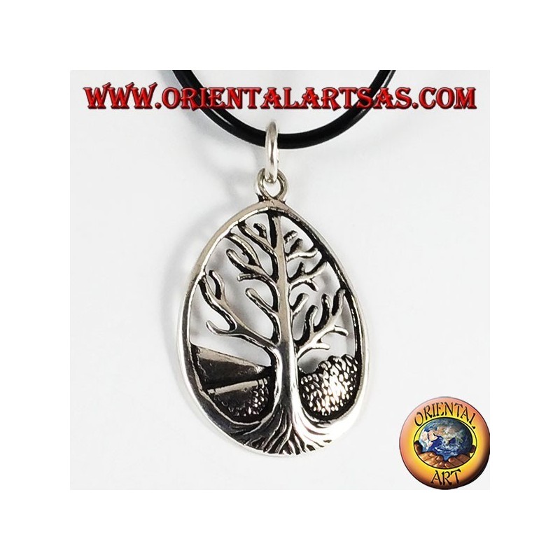 Pendentif argent, arbre de vie Yggdrasil grande