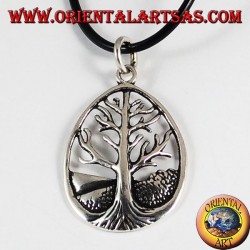 Colgante de plata, árbol de la vida Yggdrasil grande