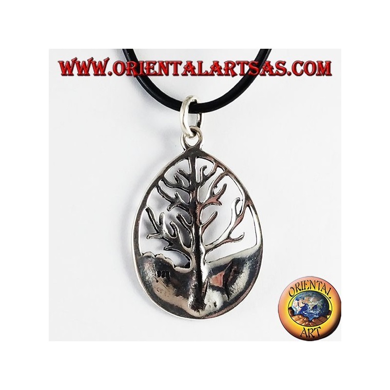 Silber Anhänger, Baum des Lebens Yggdrasil groß