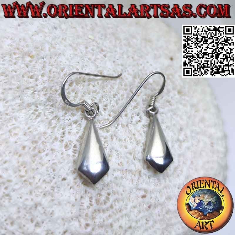 Silver leverback earrings with smooth rounded pointed drop