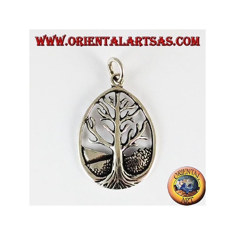 Ciondolo d'argento Albero della Vita Yggdrasil grande