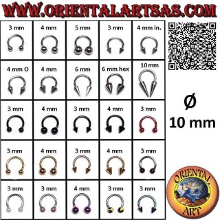 Hufeisen-Piercing (Circular Barbell) aus Chirurgenstahl (316L), 10 mm Ø x 1,2 mm dick