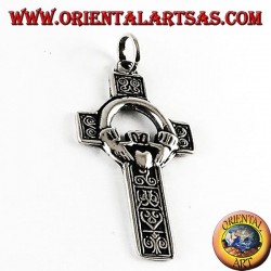 Pendentif argent, croix celtique avec Claddagh