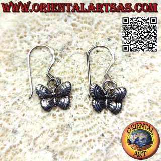 Silver leverback earrings with butterfly pendant