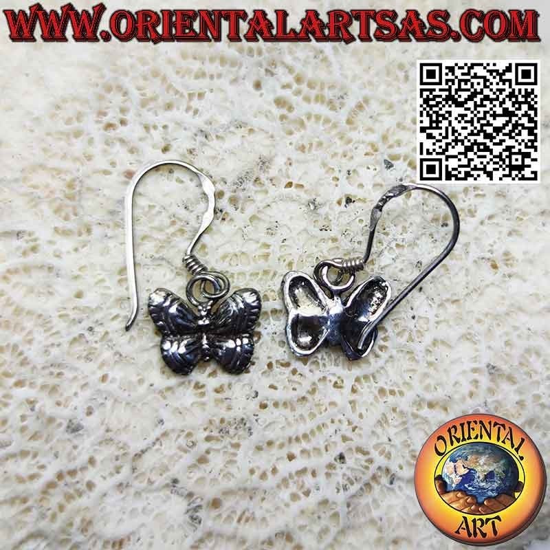 Boucles d'oreilles à levier en argent avec pendentif papillon