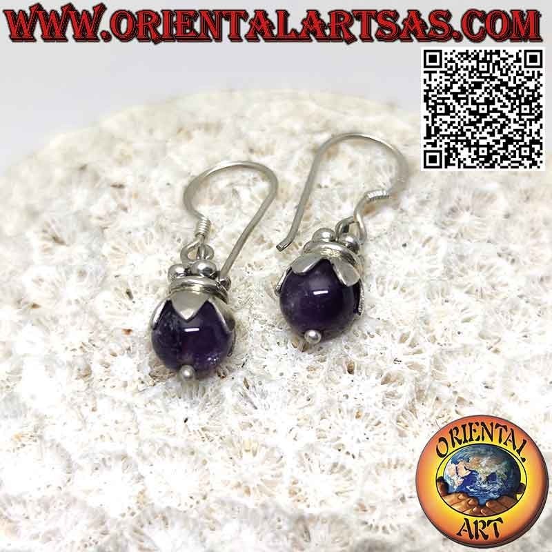Silberne Brisuren mit Amethystkugel mit Haube