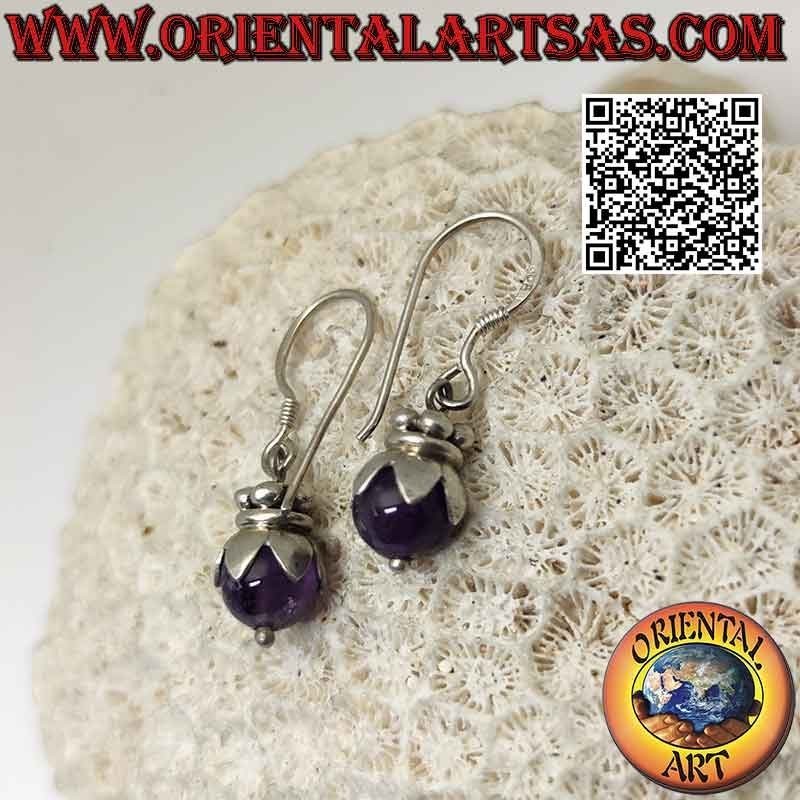 Silberne Brisuren mit Amethystkugel mit Haube