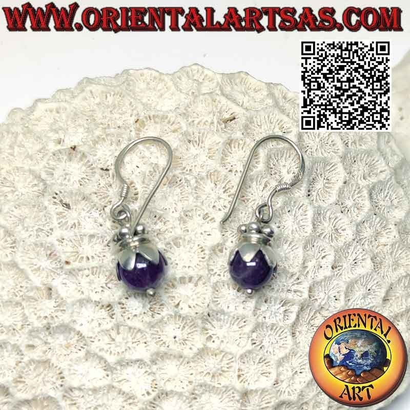 Silberne Brisuren mit Amethystkugel mit Haube