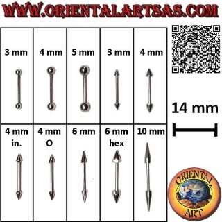Gerades Barbell-Piercing aus Chirurgenstahl (316L) 14 mm x 1,2 mm dick