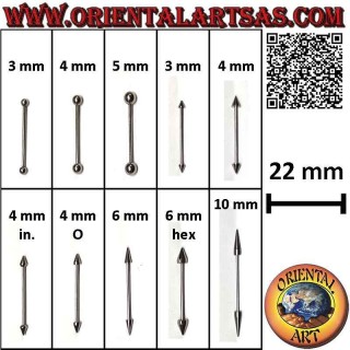 Gerades Barbell-Piercing aus Chirurgenstahl (316L) 22 mm x 1,2 mm dick
