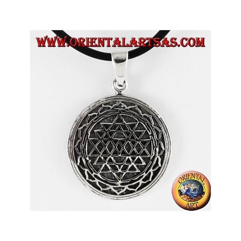 silver pendant Sri Yantra in lotus
