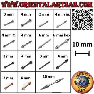 Gerades Barbell-Piercing aus Chirurgenstahl (316L) 10 mm x 1,2 mm dick