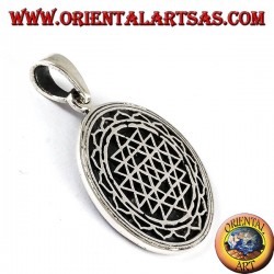 silver pendant Sri Yantra in lotus