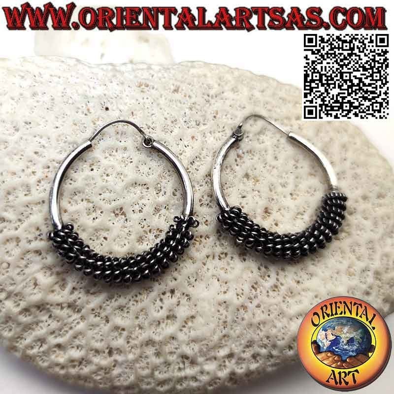 925 ‰ silver earrings, smooth circles of 30 with coiled spirals