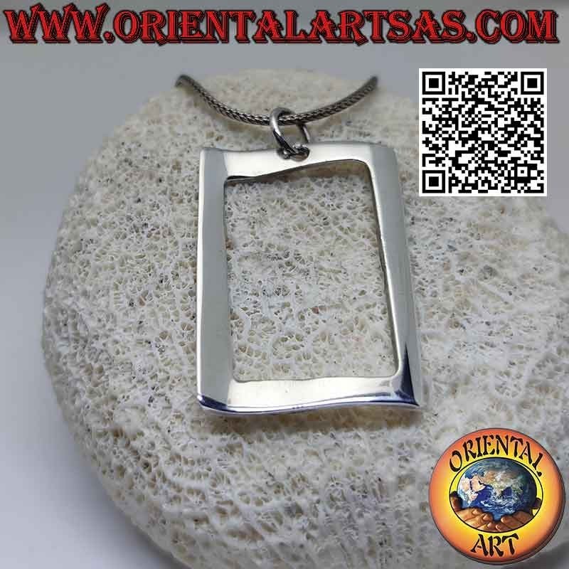 Silver pendant, smooth wavy buckle