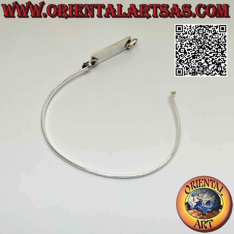 Glattes starres Armband aus 925 ‰ Silber mit rechteckigem Perlmuttdraht (Verschluss) (B)