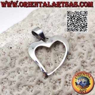 Silver pendant, contour of a smooth asymmetrical heart (c)