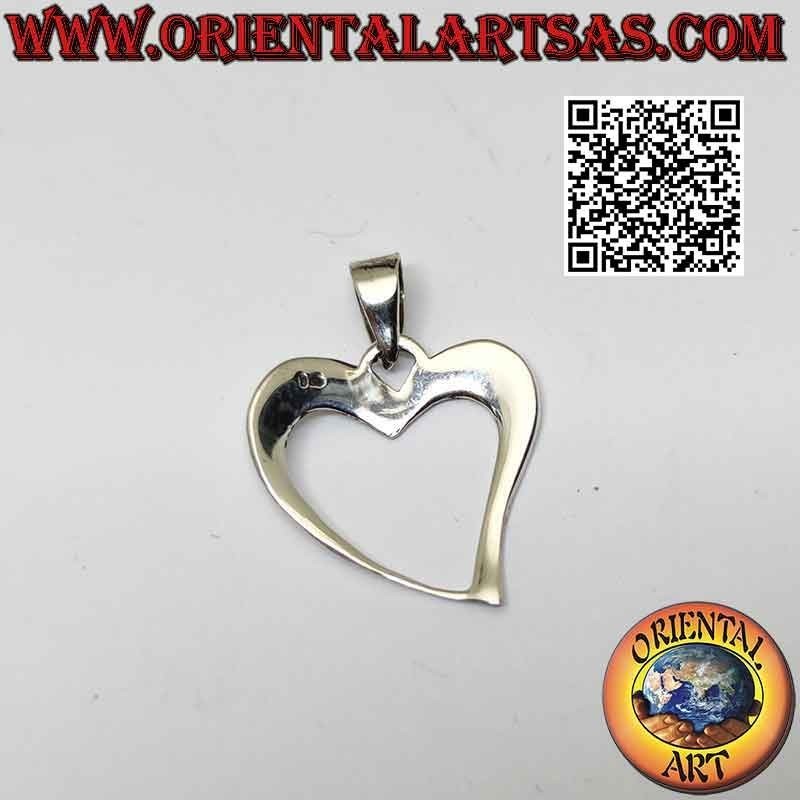 Pendentif en argent, contour d'un coeur asymétrique lisse (c)