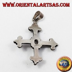 colgante de plata, cruz anclada con piedra de luna adularia