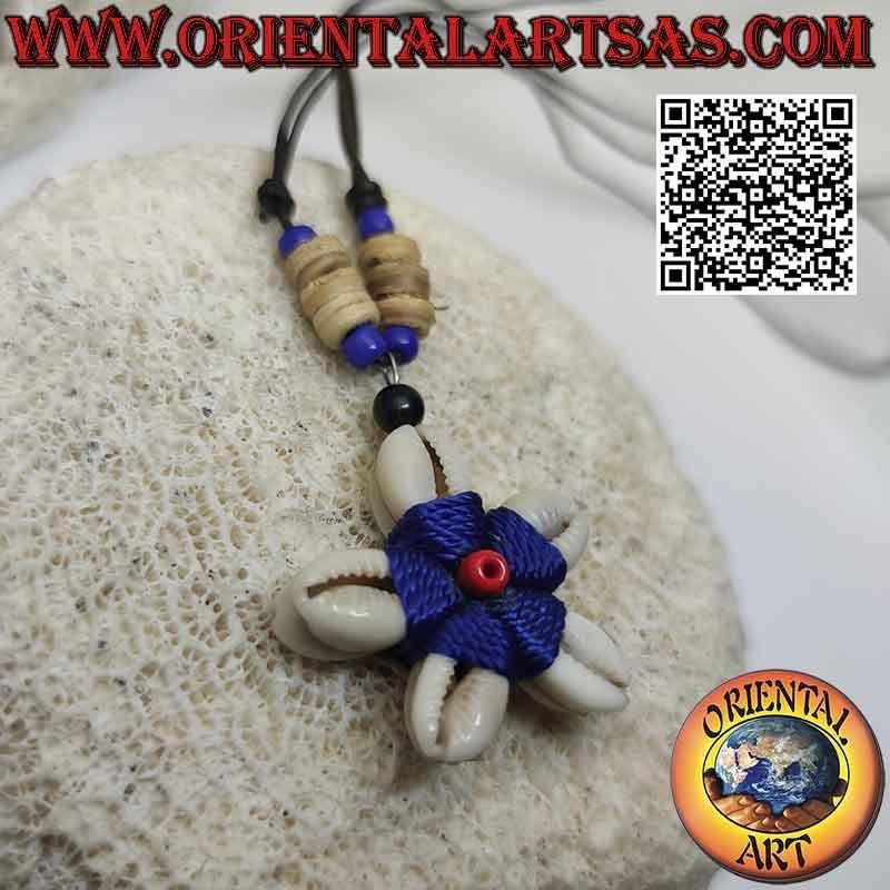 Collier étoile de Cauri cauris (symbole de fertilité) et nœuds coulants