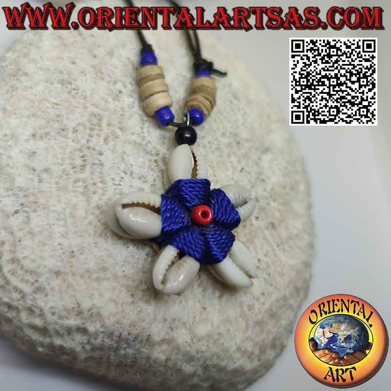 Necklace with star of Cauri cowrie shells (symbol of fertility) and slip knots