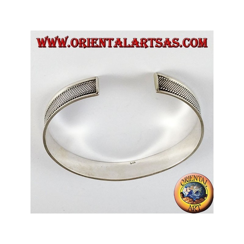 Bracciale d'argento rigido , disegno rete 