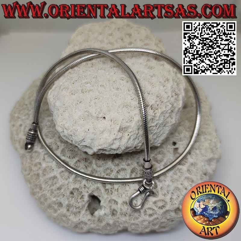 Collana in argento 925 ‰ a maglia "snake" da 43 cm x 2,5 mm e gancio a palline