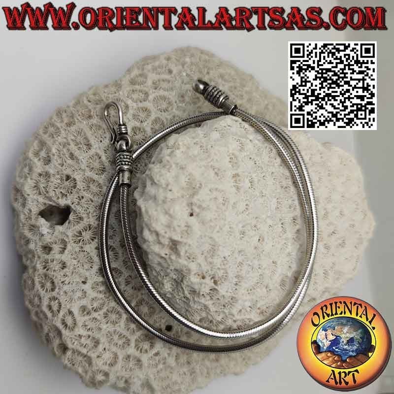 925 ‰ silver "snake" link necklace measuring 43 cm x 2.5 mm and ball hook