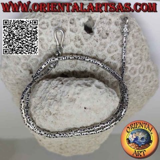 Collier en argent 925 ‰ Borobudur (lien byzantin) 40 cm x 3 mm (crochet serpentin)
