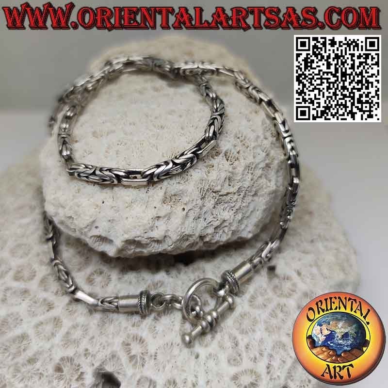 Collier en argent 925 ‰ Borobudur (lien byzantin) 41 cm x 3,5 mm (crochet en T)