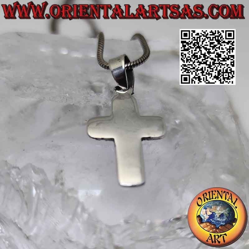 Colgante Cruz Cristiana Latina Plana Lisa Biselada Plata (19*14)