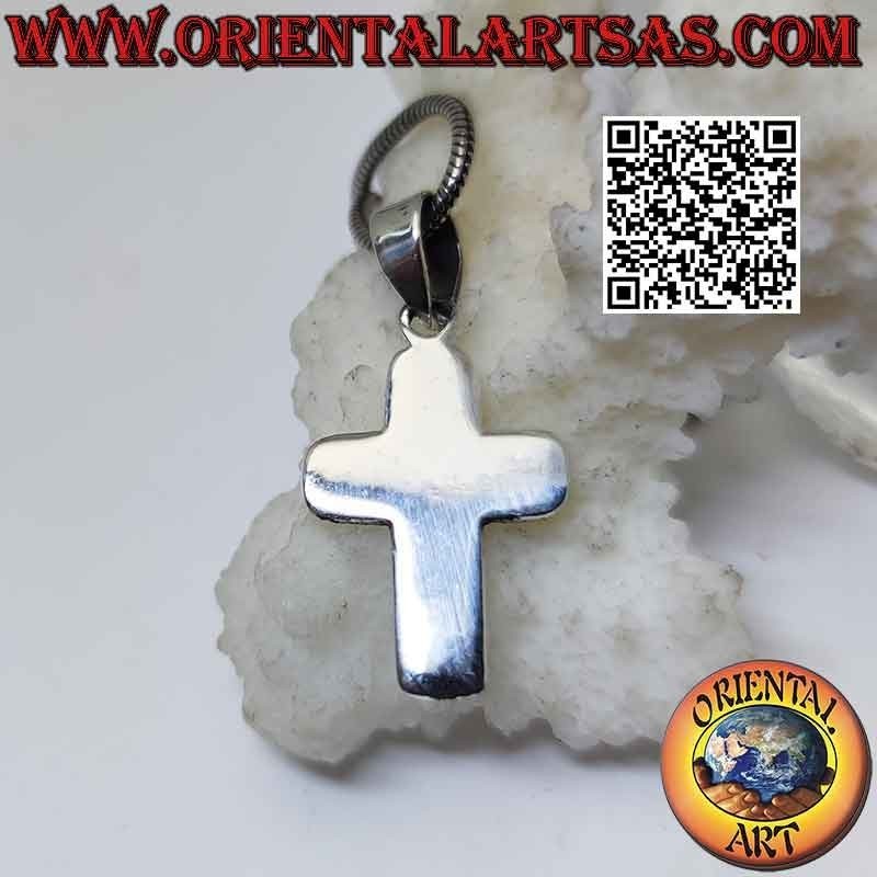 Pendentif Croix Latine Chrétienne Plat Lisse Biseauté Argent (19 * 14)