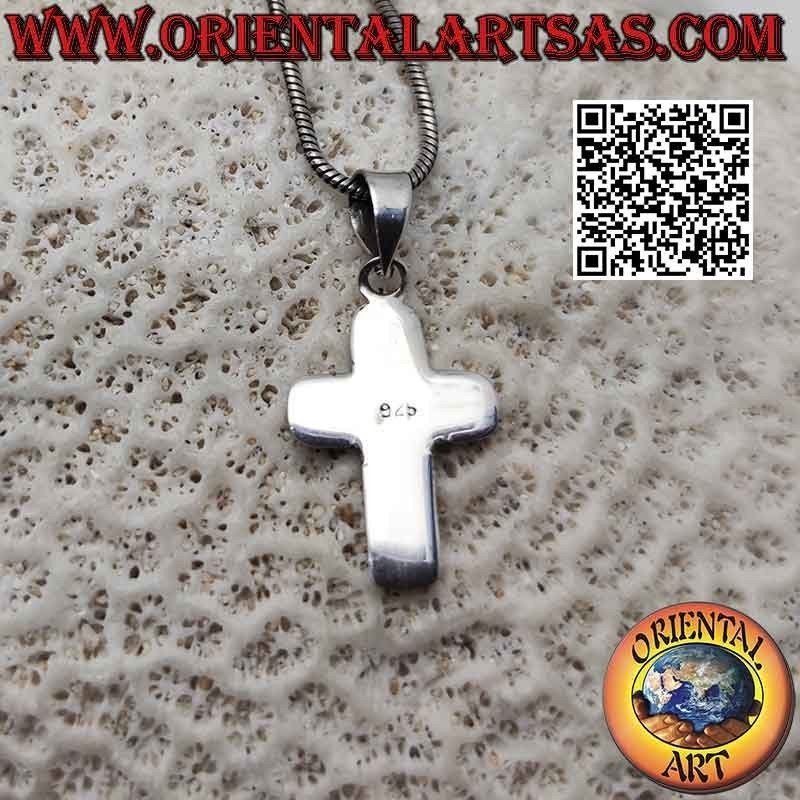 Silver Flat Smooth Beveled Christian Latin Cross Pendant (19 * 14)
