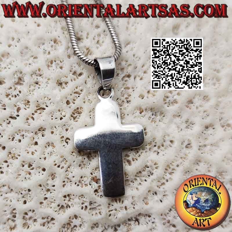 Pendentif Croix Latine Chrétienne Plat Lisse Biseauté Argent (19 * 14)