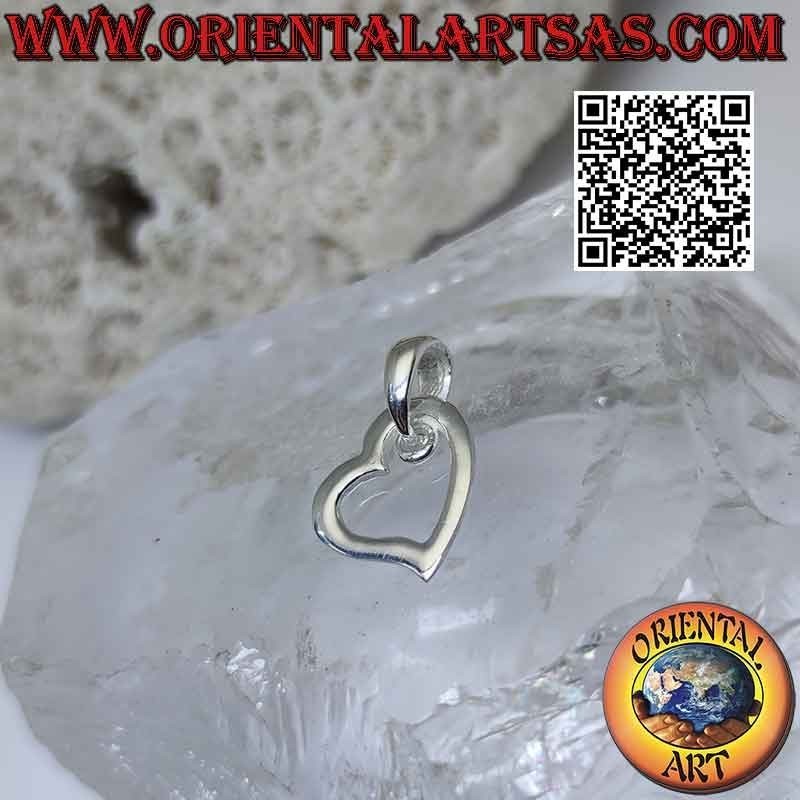 Pendentif en argent, contour d'un épais coeur lisse asymétrique (d)