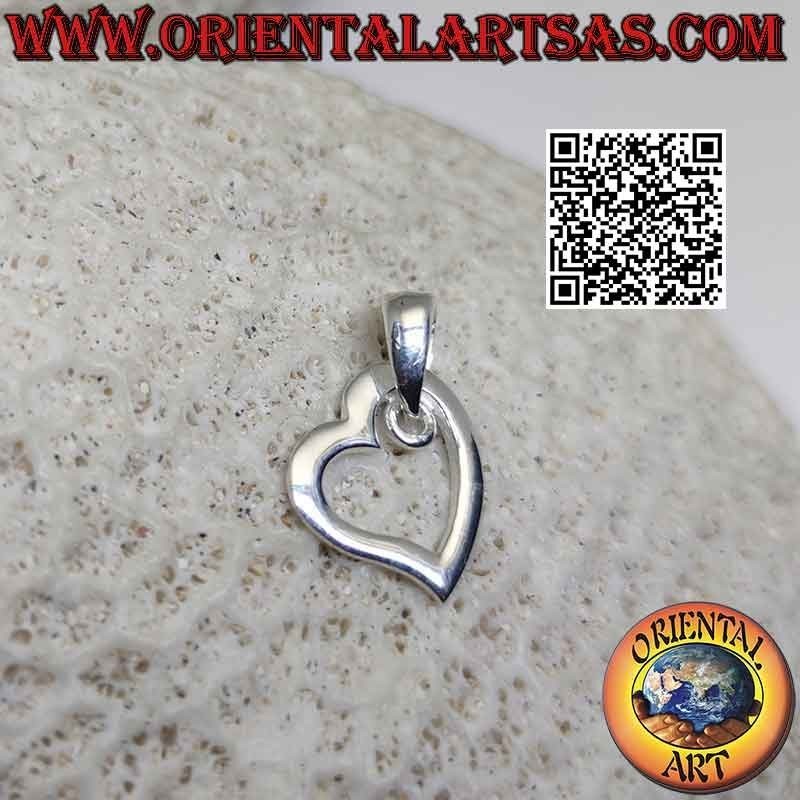 Ciondolo in argento, contorno di un cuore asimmetrico liscio spesso (d)