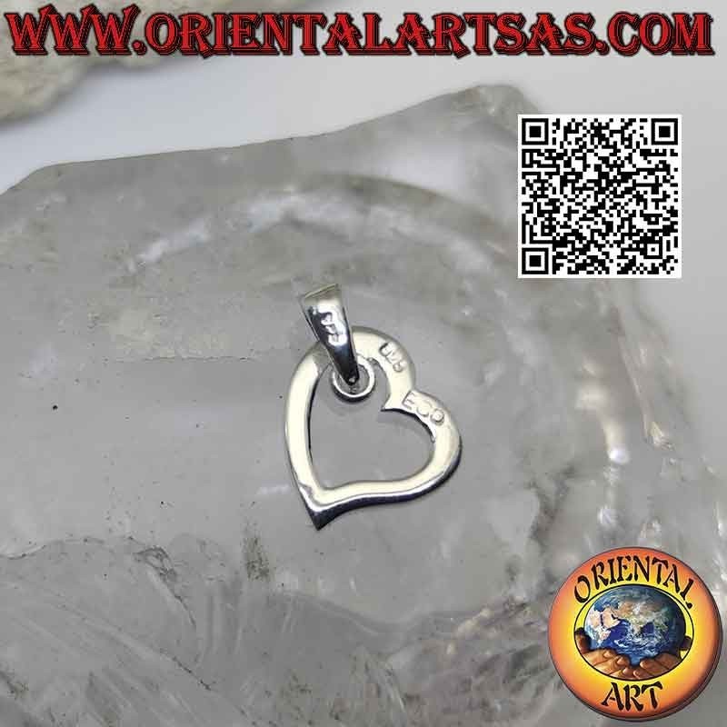 Silver pendant, contour of a thick smooth asymmetrical heart (d)